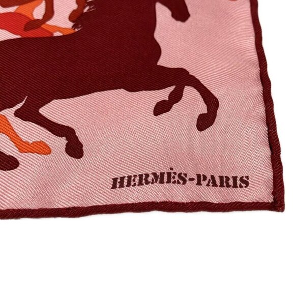 Auth HERMES Petit Carre - Light Pink Red Multi Scarf - Picture 3 of 4